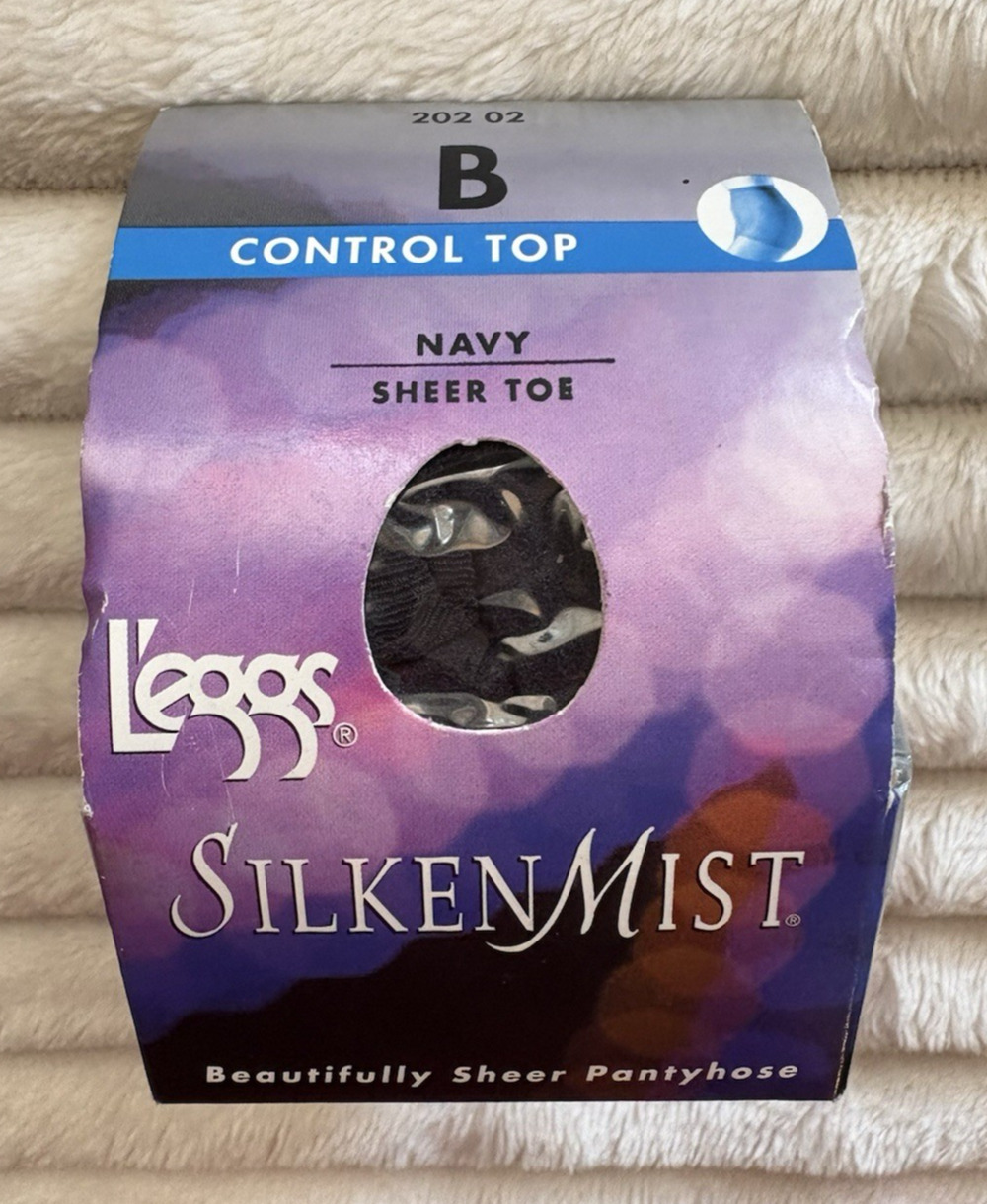 Lβeggs Control Top Sheer Toe Navy B Silken Mist - Vintage Y2K 2002 NEW